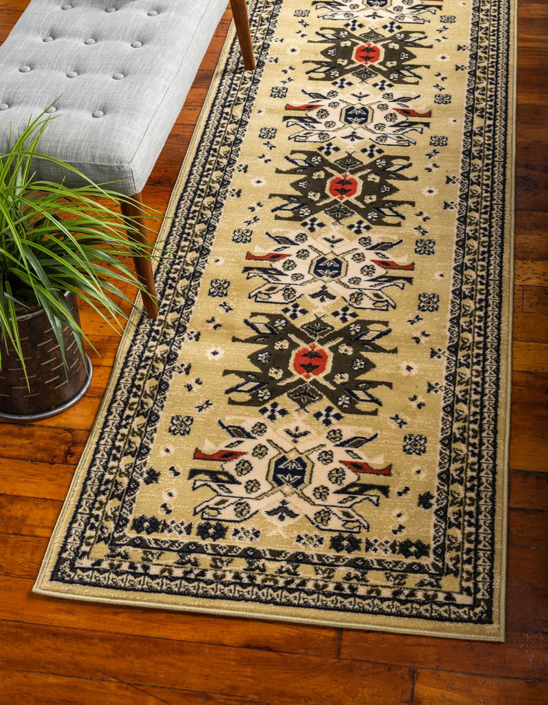 Tabriz Tapestries Collection Area Rug - Azerbaijan (Cream) Runner Cream  lifestyle 18