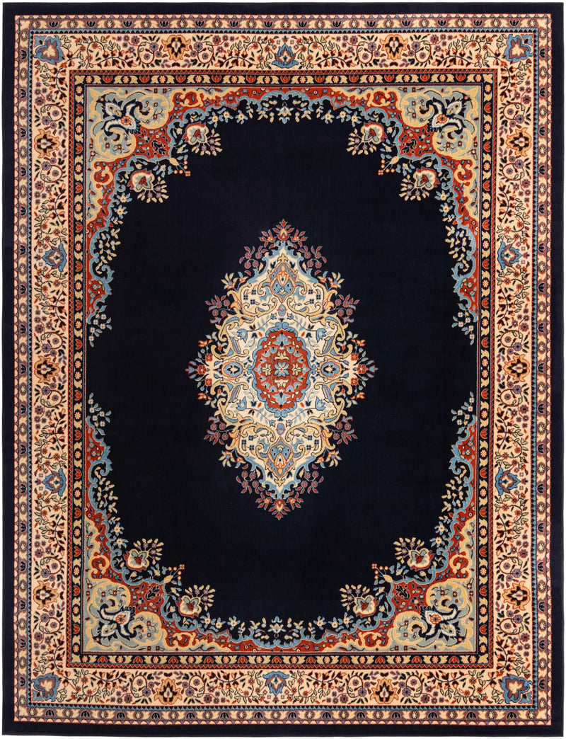 Tabriz Tapestry Collection Area Rug - Azerbaijan (Navy Blue) Rectangle Navy Blue Main