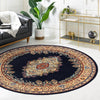 Tabriz Tapestry Collection Area Rug - Azerbaijan (Navy Blue) Round Navy Blue  lifestyle 65