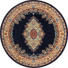 Tabriz Tapestry Collection Area Rug - Azerbaijan (Navy Blue) Round Navy Blue  lifestyle 21