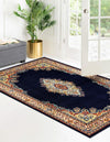 Tabriz Tapestry Collection Area Rug - Azerbaijan (Navy Blue) Rectangle Navy Blue  lifestyle 5