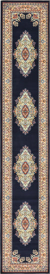 Tabriz Tapestry Collection Area Rug - Azerbaijan (Navy Blue) Runner Navy Blue  lifestyle 22