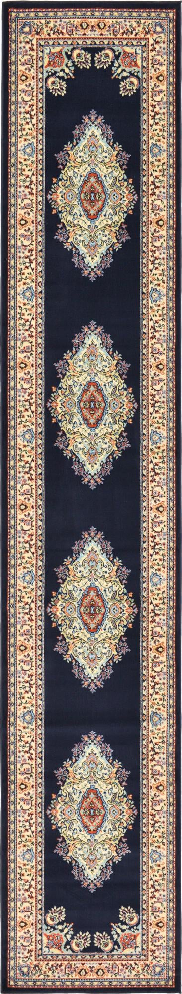 Tabriz Tapestry Collection Area Rug - Azerbaijan (Navy Blue) Runner Navy Blue  lifestyle 22