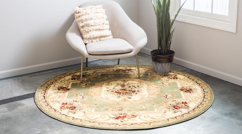 Versailles Elegance Collection Area Rug -  Louveciennes (Green) Round Green  lifestyle 29