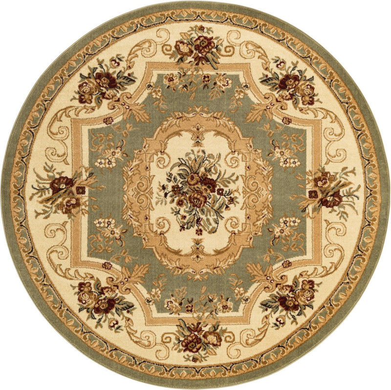 Versailles Elegance Collection Area Rug -  Louveciennes (Green) Round Green  lifestyle 16