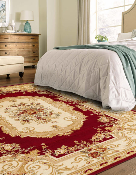 Versailles Elegance Collection Area Rug -  Louveciennes (Red)