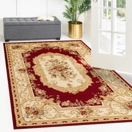 Versailles Elegance Collection Area Rug -  Louveciennes (Red)