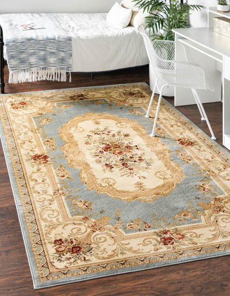 Versailles Elegance Collection Area Rug -  Louveciennes (Light Blue)