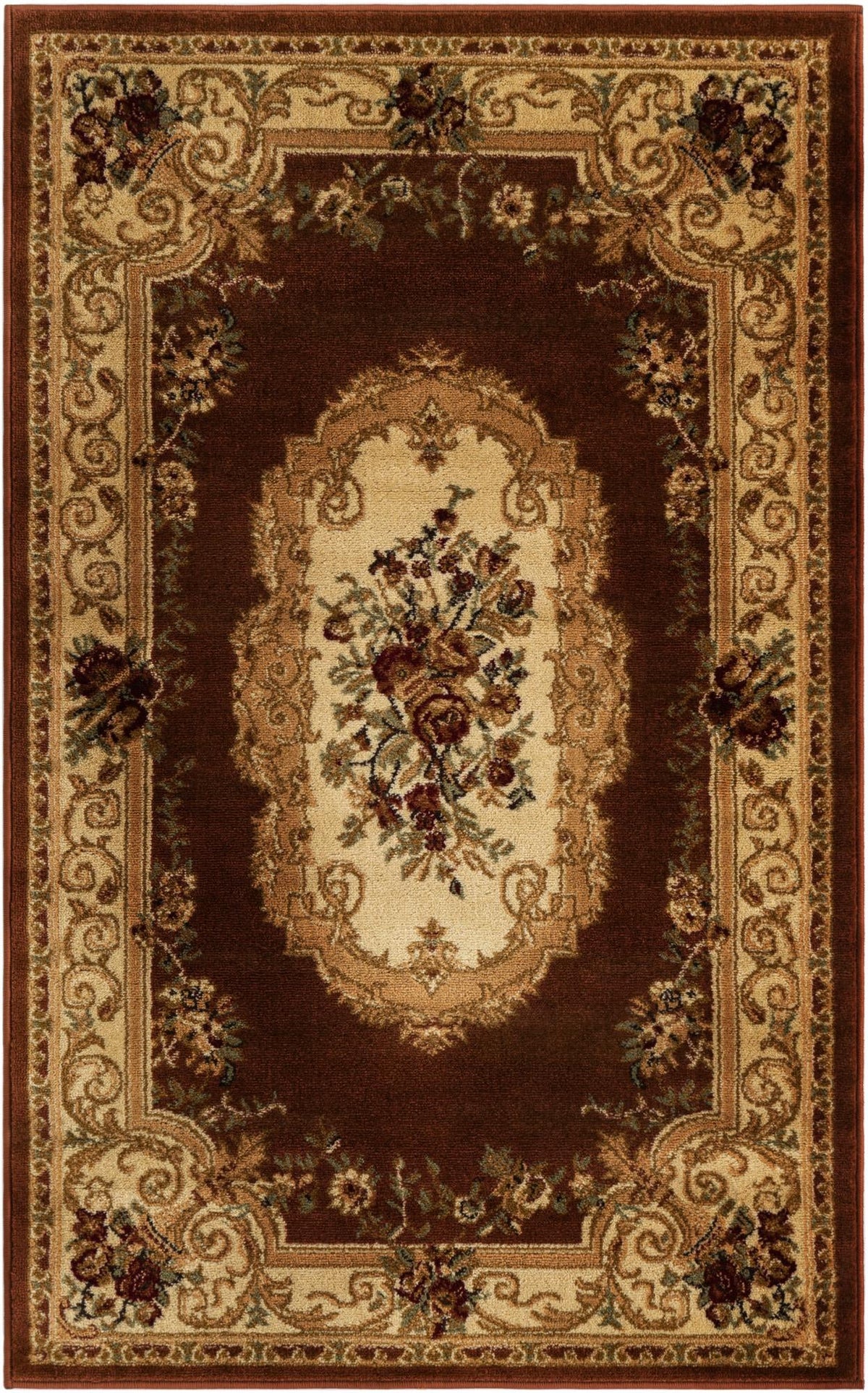 Versailles Elegance Collection Area Rug -  Louveciennes (Brick Red) Rectangle Brick Red Main