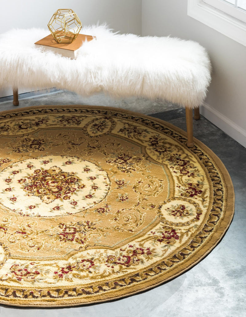 Versailles Elegance Collection Area Rug -  Bellevue Round Tan  lifestyle 51