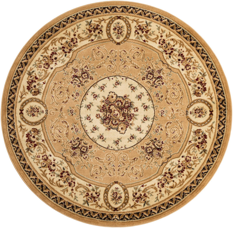 Versailles Elegance Collection Area Rug -  Bellevue Round Tan  lifestyle 46