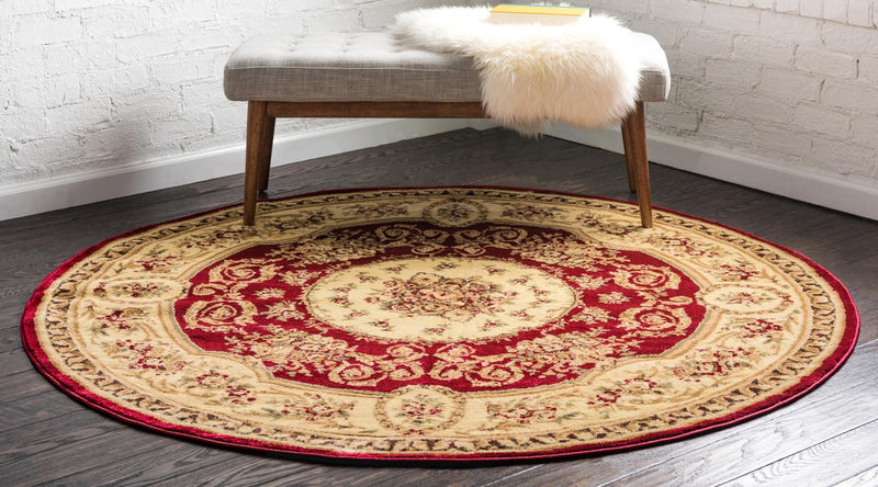 Versailles Elegance Collection Area Rug -  Bellevue Round Red  lifestyle 60