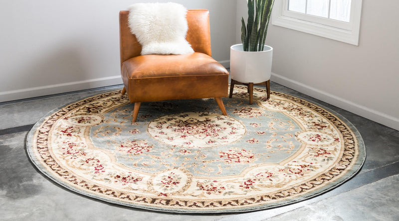 Versailles Elegance Collection Area Rug -  Bellevue Round Light Blue  lifestyle 89