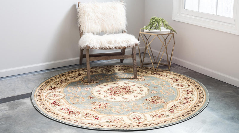 Versailles Elegance Collection Area Rug -  Bellevue Round Light Blue  lifestyle 90