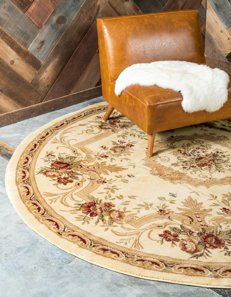 Versailles Elegance Collection Area Rug -  Louveciennes (Cream) Round Cream  lifestyle 22