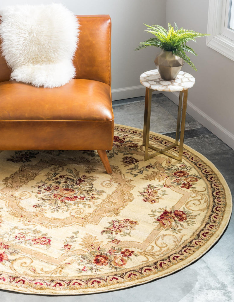 Versailles Elegance Collection Area Rug -  Louveciennes (Cream) Round Cream  lifestyle 23