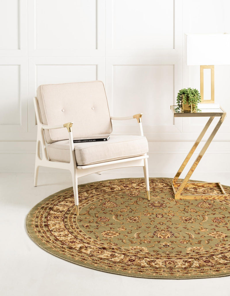 Jaipur Elegance Collection Area Rug -  Nahargarh (Grass Green) Round Grass Green  lifestyle 3