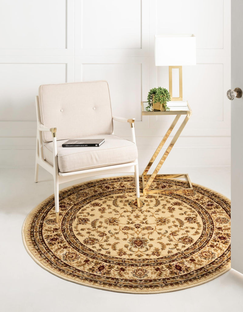 Jaipur Elegance Collection Area Rug -  Nahargarh (Cream) Round Cream  lifestyle 22