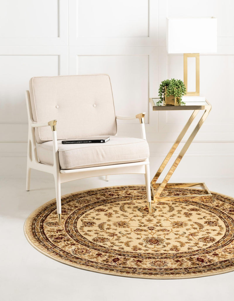 Jaipur Elegance Collection Area Rug -  Nahargarh (Cream) Round Cream  lifestyle 27