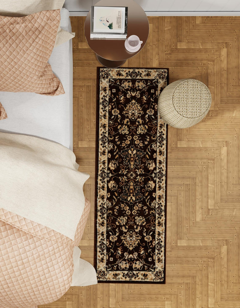 Isfahan Elegance Collection Area Rug - Naghsh-e Jahan (Brown) Runner Brown  lifestyle 60