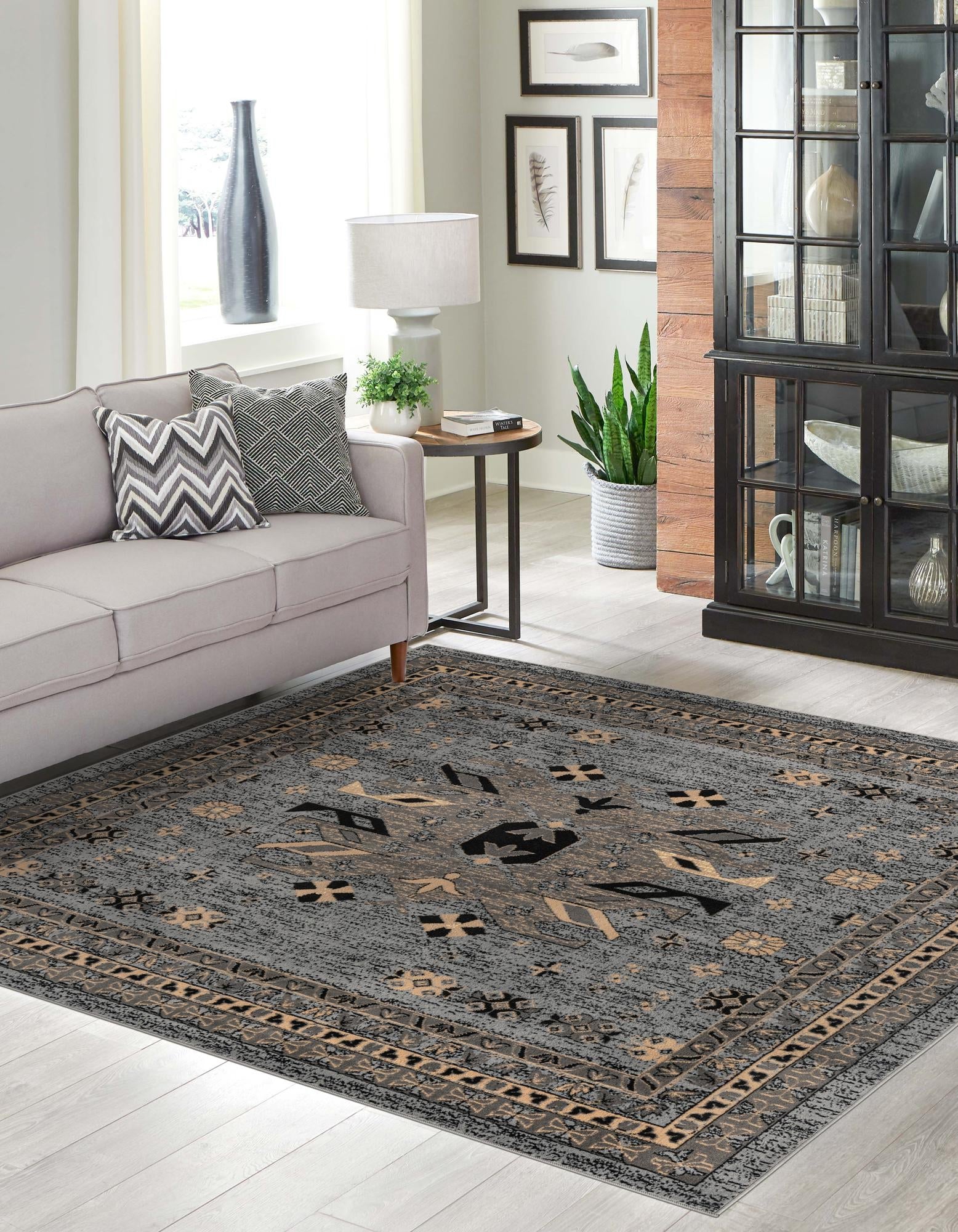 Tabriz Tapestries Collection Area Rug - Azerbaijan (Gray)