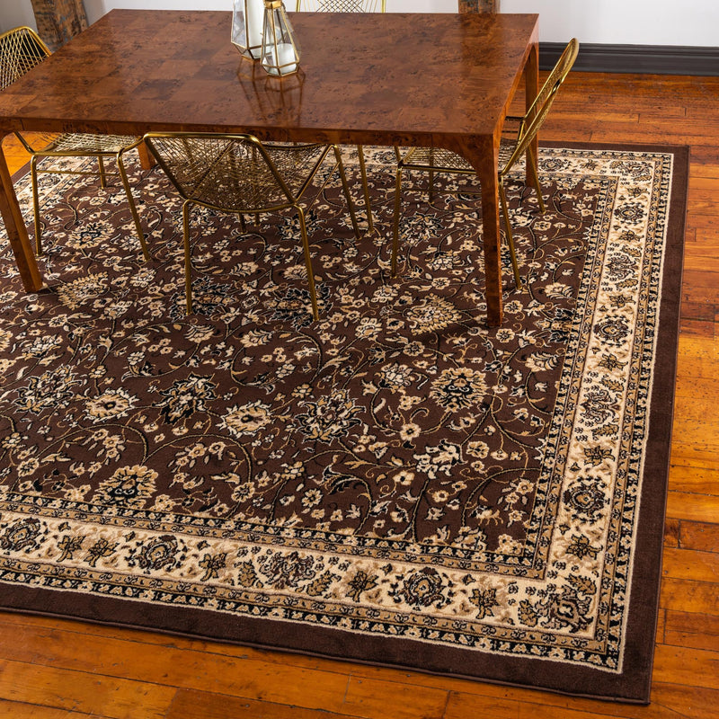 Isfahan Elegance Collection Area Rug - Naghsh-e Jahan (Brown) Square Brown  lifestyle 22