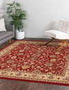 Isfahan Elegance Collection Area Rug - Naghsh-e Jahan (Burgundy) Square Burgundy  lifestyle 41