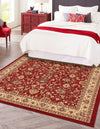 Isfahan Elegance Collection Area Rug - Naghsh-e Jahan (Burgundy) Square Burgundy  lifestyle 47