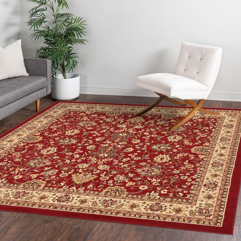 Isfahan Elegance Collection Area Rug - Naghsh-e Jahan (Burgundy) Square Burgundy  lifestyle 131