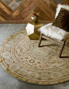 Ottoman Elegance Collection Area Rug - Sultan Round Light Green  lifestyle 46