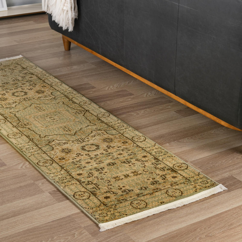 Ottoman Elegance Collection Area Rug - Sultan Runner Light Green  lifestyle 89