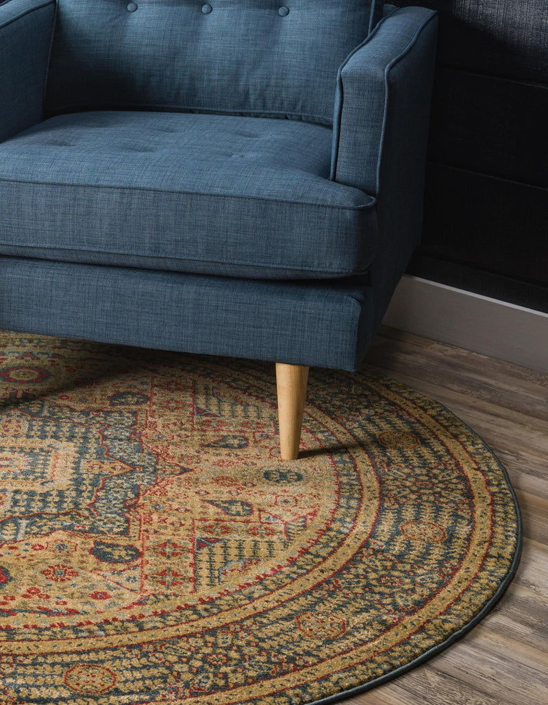 Ottoman Elegance Collection Area Rug - Sultan Round Blue  lifestyle 44