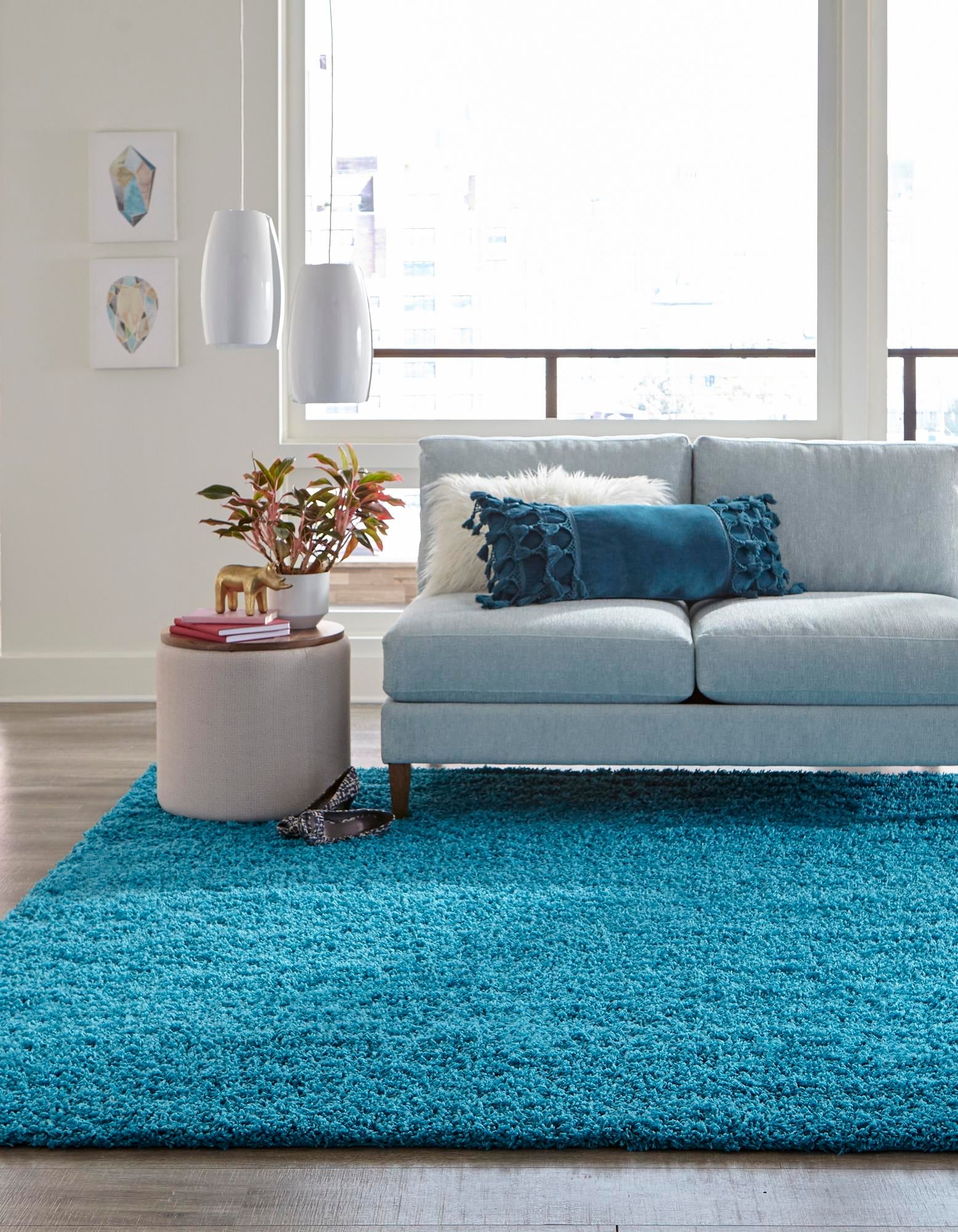 Plush Oasis Collection Area Rug - Serenity (Turquoise)