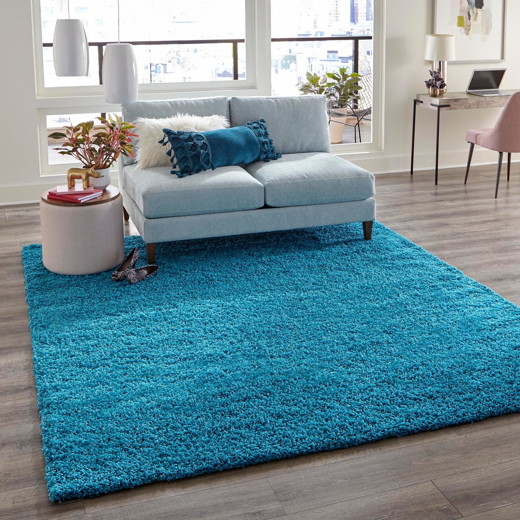 Plush Oasis Collection Area Rug - Serenity (Turquoise)