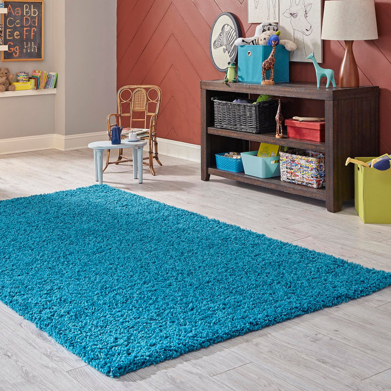 Plush Oasis Collection Area Rug - Serenity (Turquoise) Rectangle Turquoise  lifestyle 10