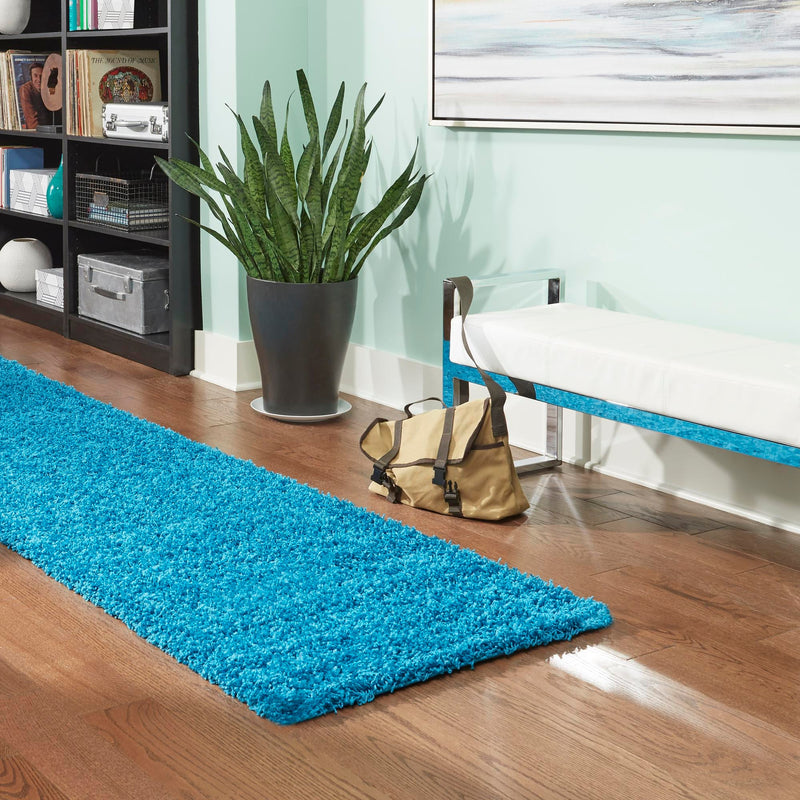 Plush Oasis Collection Area Rug - Serenity (Turquoise) Runner Turquoise  lifestyle 46