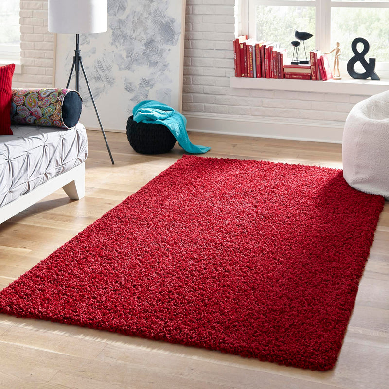 Plush Oasis Collection Area Rug - Serenity (Cherry Red) Rectangle Cherry Red  lifestyle 9