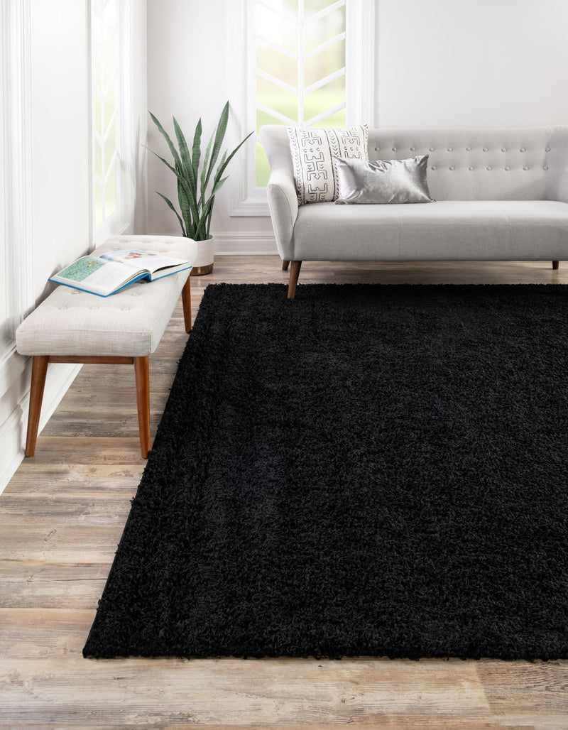 Plush Oasis Collection Area Rug - Serenity (Jet Black) Square Jet Black  lifestyle 5