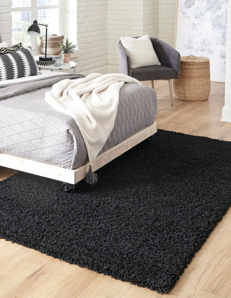 Plush Oasis Collection Area Rug - Serenity (Jet Black) Rectangle Jet Black  lifestyle 7