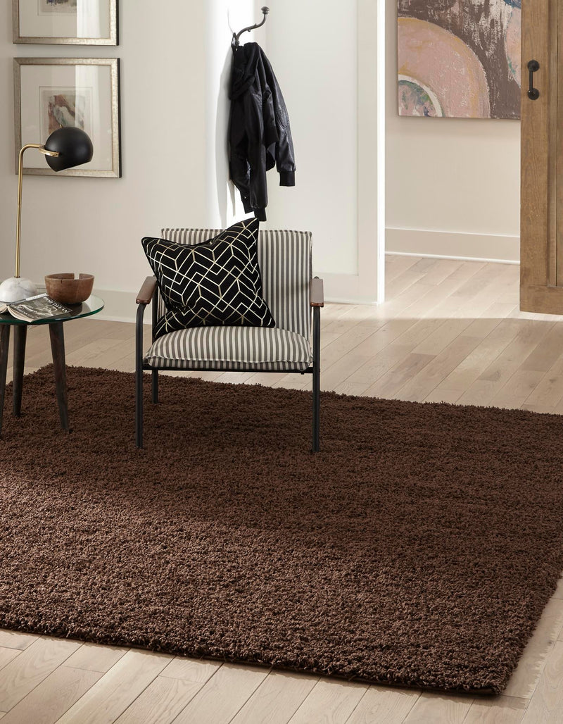 Plush Oasis Collection Area Rug - Serenity (Chocolate Brown) Square Chocolate Brown  lifestyle 0