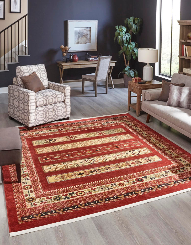 Zagros Oasis Collection Area Rug -  Khorramabad Square Rust Red  lifestyle 49