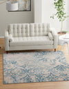 Heritage Retreat Collection Area Rug -  Homestead Square Blue  lifestyle 31