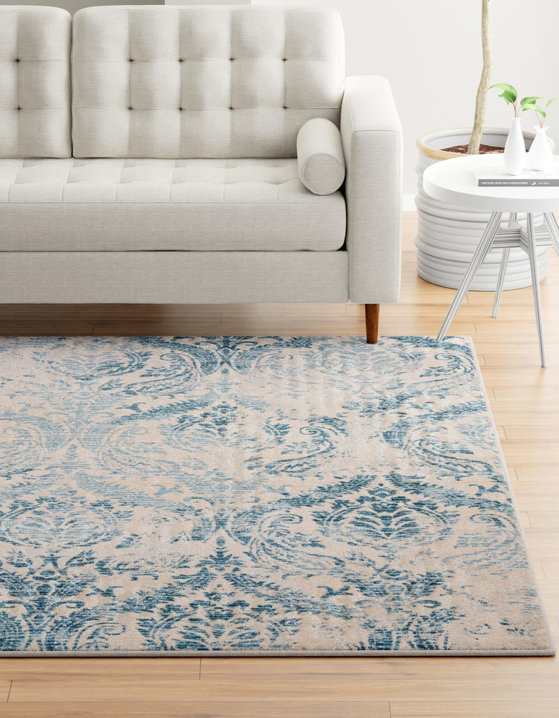 Heritage Retreat Collection Area Rug -  Homestead Square Blue  lifestyle 40