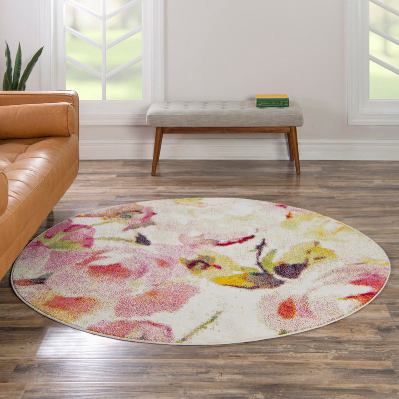 Venetian Elegance Collection Area Rug -  Marghera Round Ivory  lifestyle 60