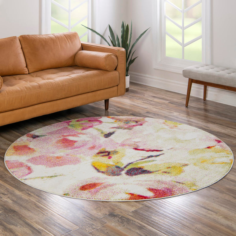 Venetian Elegance Collection Area Rug -  Marghera Round Ivory  lifestyle 62