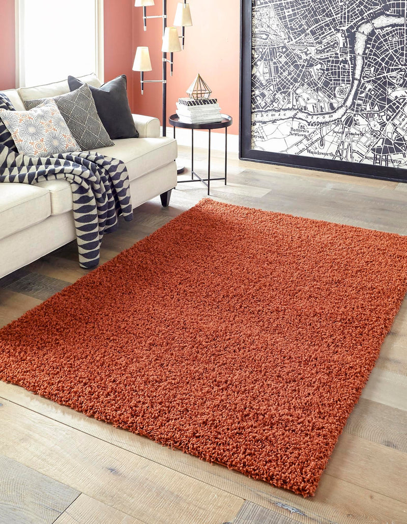 Plush Oasis Collection Area Rug - Serenity (Terracotta) Rectangle Terracotta  lifestyle 2