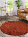 Plush Oasis Collection Area Rug - Serenity (Terracotta) Round Terracotta  lifestyle 0