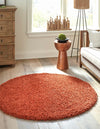 Plush Oasis Collection Area Rug - Serenity (Terracotta) Round Terracotta  lifestyle 12