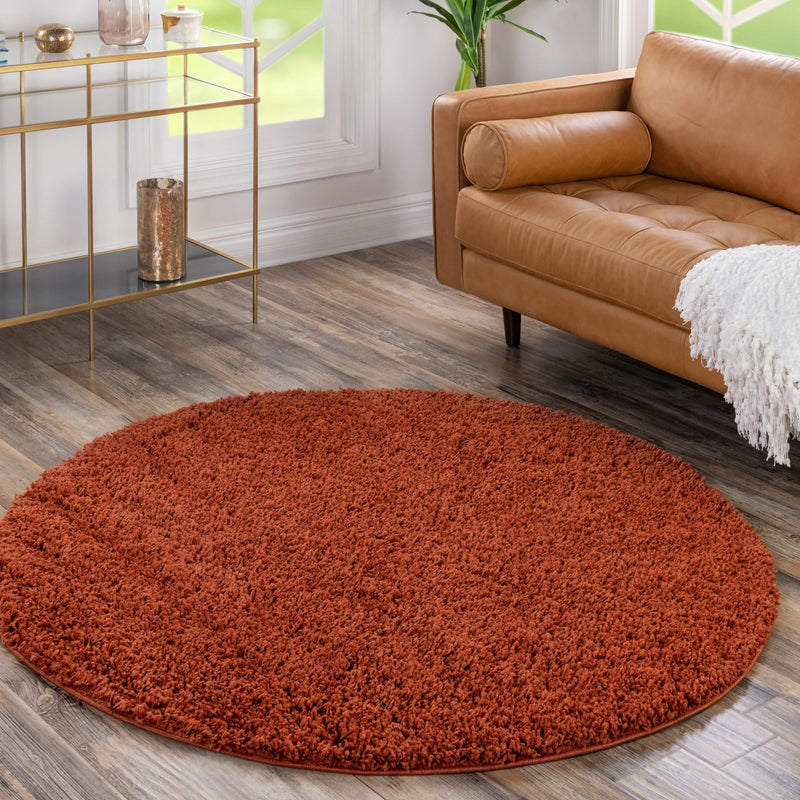 Plush Oasis Collection Area Rug - Serenity (Terracotta) Round Terracotta  lifestyle 50