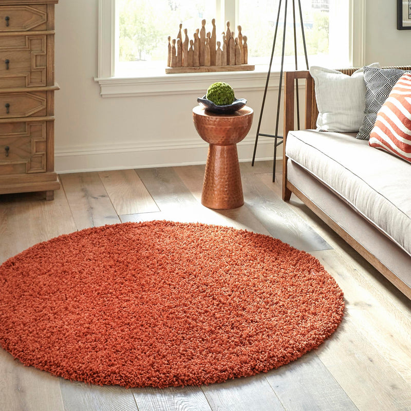 Plush Oasis Collection Area Rug - Serenity (Terracotta) Round Terracotta  lifestyle 52